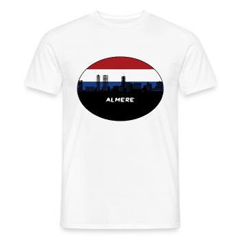 Almere Pays-Bas Flag Skyline Silhouette Voyage - T-shirt homme - blanc - Devant - AI Model Male 178 dark (178cm)
