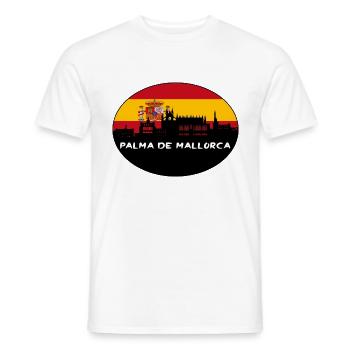 Palma de Majorque Espagne Flag Skyline Silhouette Tr - T-shirt homme - blanc - Devant - AI Model Male 178 dark (178cm)