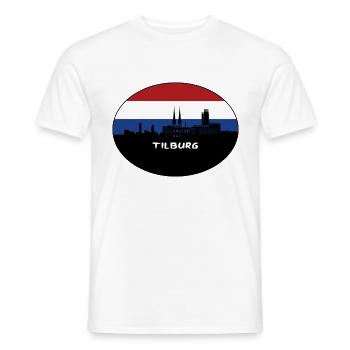 Tilburg Niederlande Flagge Skyline Silhouette Reisen - Männer T-Shirt - Weiß - Vorne - AI Model Male 178 dark (178cm)