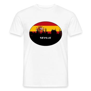 Seville Spain Flag Skyline Silhouette Travel - Men's T-Shirt - white - Front - AI Model Male 178 dark (178cm)