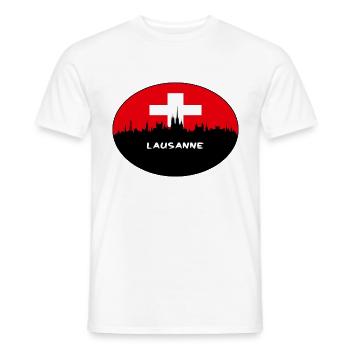 Lausanne Switzerland Flag Skyline Silhouette Trave - Men's T-Shirt - white - Front - AI Model Male 178 dark (178cm)