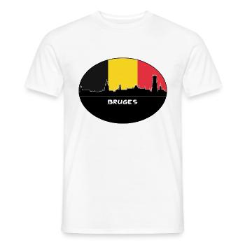 Bruges Belgium Flag Skyline Silhouette Travel - Men's T-Shirt - white - Front - AI Model Male 178 dark (178cm)
