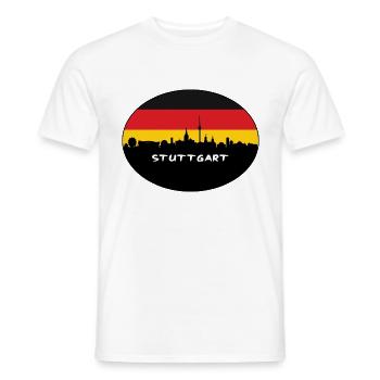 Stuttgart Allemagne Drapeau Skyline Silhouette Travel - T-shirt homme - blanc - Devant - AI Model Male 178 dark (178cm)