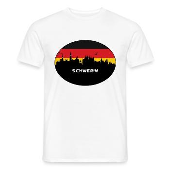 Schwerin Deutschland Flagge Skyline Silhouette Reisen - Männer T-Shirt - Weiß - Vorne - AI Model Male 178 dark (178cm)