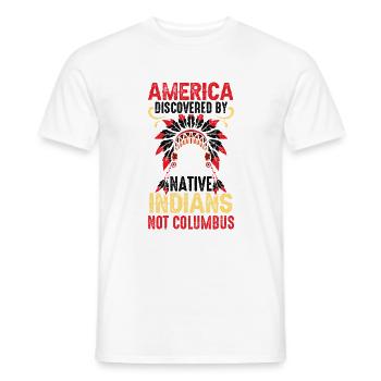 L’Amérique découverte par les Indiens en 1942 Anti - T-shirt homme - blanc - Devant - AI Model Male 178 dark (178cm)