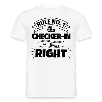 CHECKER-IN funny gift - Men's T-Shirt - white - Front - AI Model Male 178 dark (178cm)