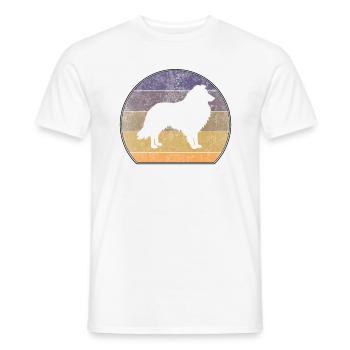 Retro Collie Sheepdog Sunset - T-shirt homme - blanc - Devant - AI Model Male 178 dark (178cm)