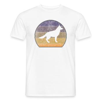 Retro German Shepherd Sunset - Men's T-Shirt - white - Front - AI Model Male 178 dark (178cm)