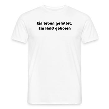 Feuerwehr - Ein Leben gerettet. Ein Held geboren - Männer T-Shirt - Weiß - Vorne - AI Model Male 178 dark (178cm)