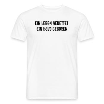 Feuerwehr - Ein Leben gerettet. Ein Held geboren - Männer T-Shirt - Weiß - Vorne - AI Model Male 178 dark (178cm)