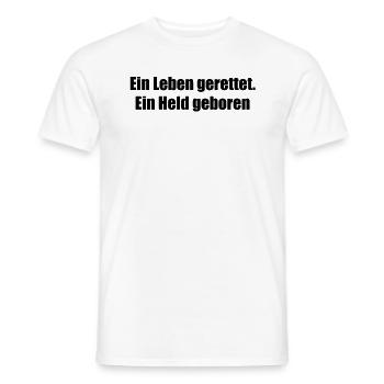Feuerwehr - Ein Leben gerettet. Ein Held geboren - Männer T-Shirt - Weiß - Vorne - AI Model Male 178 dark (178cm)