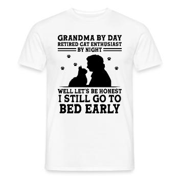 Amoureux des chats Grand-mère retraitée Retraité Propriétaire de chat Chat - T-shirt homme - blanc - Devant - AI Model Male 178 dark (178cm)