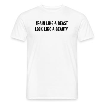Fitness - Entraînez-vous comme une bête, ressemblez à une beauté - T-shirt homme - blanc - Devant - AI Model Male 178 dark (178cm)