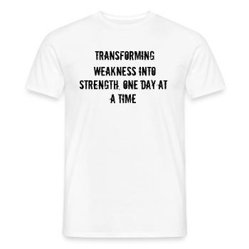 Fitness - Transforming weakness into strength, - Men's T-Shirt - white - Front - AI Model Male 178 dark (178cm)