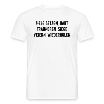 Fitness - Ziele setzen, hart trainieren, Siege - Männer T-Shirt - Weiß - Vorne - AI Model Male 178 dark (178cm)