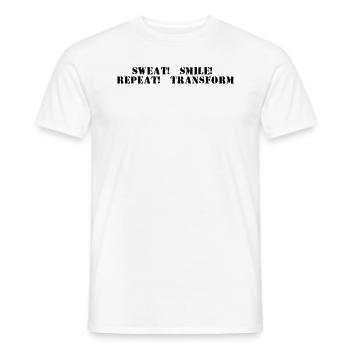 Fitness - Sweat, smile, repeat, transform - Männer T-Shirt - Weiß - Vorne - AI Model Male 178 dark (178cm)