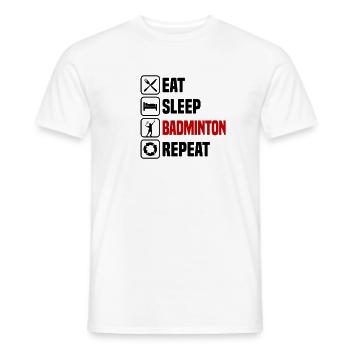 Eat, sleep, repeat badminton, - Men's T-Shirt - white - Front - AI Model Male 178 dark (178cm)