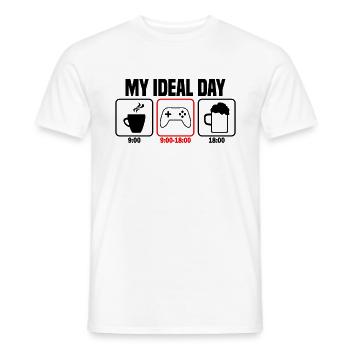 My perfect day gaming gamer - Men's T-Shirt - white - Front - AI Model Male 178 dark (178cm)