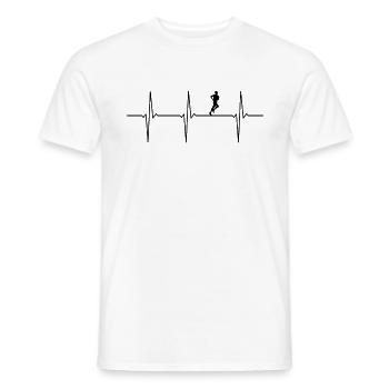 Running ECG Heartbeat Jogger Runner - T-shirt homme - blanc - Devant - AI Model Male 178 dark (178cm)