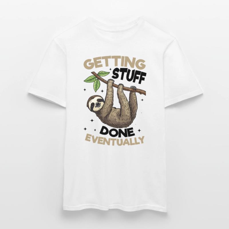 Funny Lazy Sloth Getting stuff done, eventually Men’s T-shirt