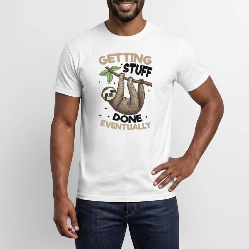 Funny Lazy Sloth Getting stuff done, eventually Men’s T-shirt
