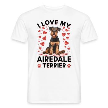 Race de chien J’aime mon Airedale Terrier - T-shirt homme - blanc - Devant - AI Model Male 178 dark (178cm)