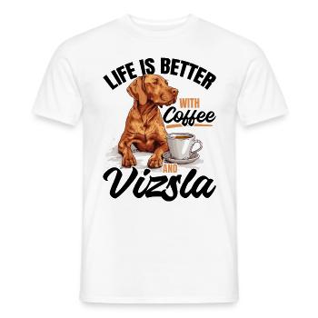 Dog Breed Life is Better with Coffee and a Vizsla - Men's T-Shirt - white - Front - AI Model Male 178 dark (178cm)