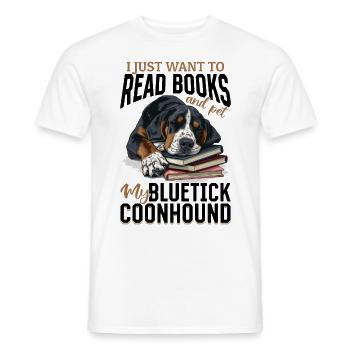 Bluetick Coonhound chien je veux juste lire des livres - T-shirt homme - blanc - Devant - AI Model Male 178 dark (178cm)