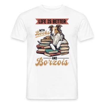 La vie des races de chiens est meilleure avec les livres et les barzoïs - T-shirt homme - blanc - Devant - AI Model Male 178 dark (178cm)