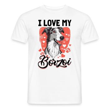 Borzoi Dog Breed I Love my Borzoi - Men's T-Shirt - white - Front - AI Model Male 178 dark (178cm)