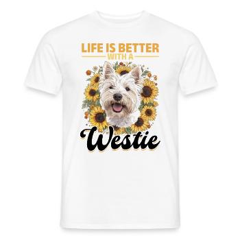 West Highland White Terrier Westie Race de chien - T-shirt homme - blanc - Devant - AI Model Male 178 dark (178cm)