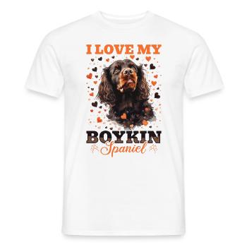 Boykin Spaniel race de chien J’aime mon épagneul Boykin - T-shirt homme - blanc - Devant - AI Model Male 178 dark (178cm)