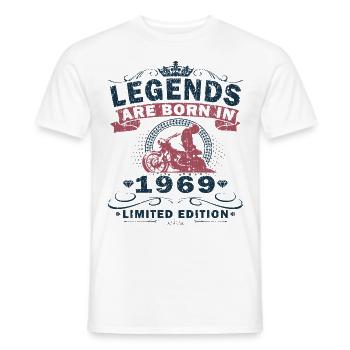 Cadeau d'anniversaire rétro moto vintage 1969 - T-shirt homme - blanc - Devant - AI Model Male 178 dark (178cm)