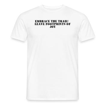 Wandern - Embrace the trail, leave footprints of - Männer T-Shirt - Weiß - Vorne - AI Model Male 178 dark (178cm)