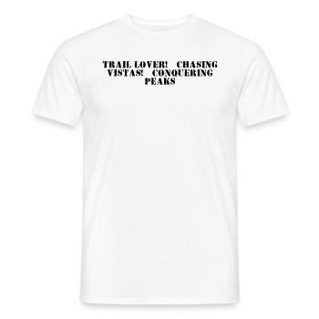 Randonnée - Amoureux des sentiers, à la poursuite des panoramas, à la conquête - T-shirt homme - blanc - Devant - AI Model Male 178 dark (178cm)