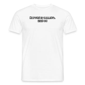 Hiking - Nature is calling, hike on - Men's T-Shirt - white - Front - AI Model Male 178 dark (178cm)