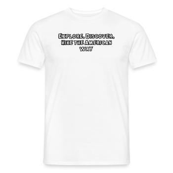 Randonnée - Explorer. Découvrir. Randonnée à l’américaine - T-shirt homme - blanc - Devant - AI Model Male 178 dark (178cm)
