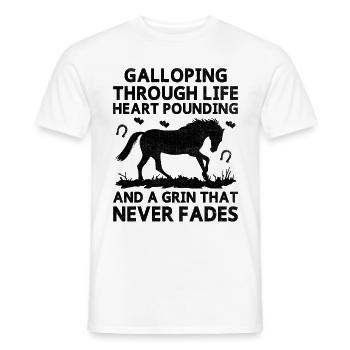 Courses de chevaux pur-sang Équitation Chevaux équestres - T-shirt homme - blanc - Devant - AI Model Male 178 dark (178cm)