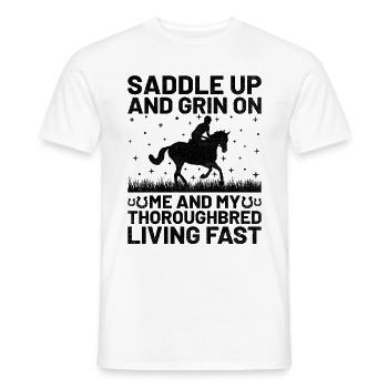 Courses de chevaux pur-sang Équitation Chevaux équestres - T-shirt homme - blanc - Devant - AI Model Male 178 dark (178cm)