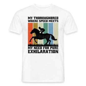 Courses de chevaux pur-sang Équitation Chevaux équestres - T-shirt homme - blanc - Devant - AI Model Male 178 dark (178cm)