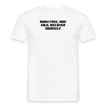 Hiking - Roam free, hike wild, discover yourself - Men's T-Shirt - white - Front - AI Model Male 178 dark (178cm)