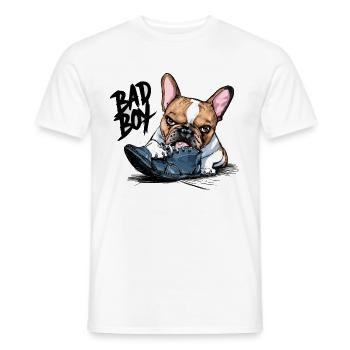 Französische Bulldogge zerkautem Schuh für - Männer T-Shirt - Weiß - Vorne - AI Model Male 178 dark (178cm)