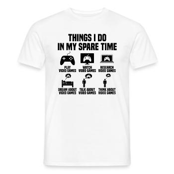 Ce que je fais pendant mon temps libre : Jeux vidéo - T-shirt homme - blanc - Devant - AI Model Male 178 dark (178cm)