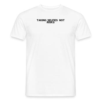 Hiking - Taking selfies, not risks - Men's T-Shirt - white - Front - AI Model Male 178 dark (178cm)