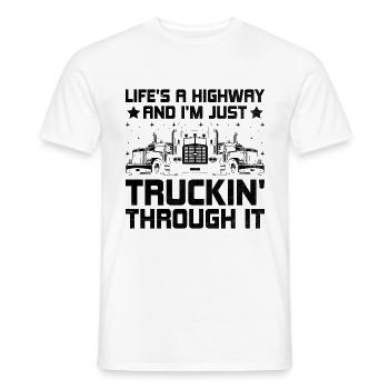 Trucker Driving Dad Trucker Father Truck Driver - Men's T-Shirt - white - Front - AI Model Male 178 dark (178cm)