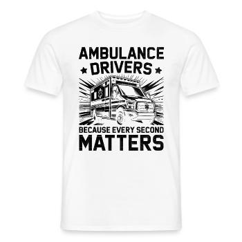 Ambulancechauffeurs, want elke seconde telt - Heren T-shirt - wit - Voor - AI Model Male 178 dark (178cm)