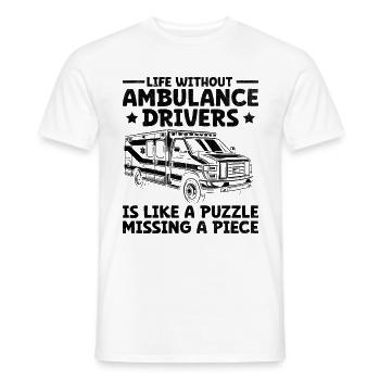 Leven zonder ambulancechauffeurs is als een puzzel EM - Heren T-shirt - wit - Voor - AI Model Male 178 dark (178cm)