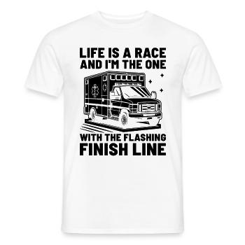 La vie est une course et je suis celui qui a le F clignotant - T-shirt homme - blanc - Devant - AI Model Male 178 dark (178cm)
