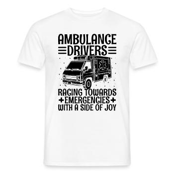 Ambulancechauffeurs razen naar noodsituaties EMS D - Heren T-shirt - wit - Voor - AI Model Male 178 dark (178cm)
