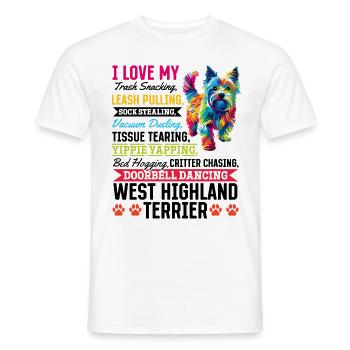 Westie West Highland White Terrier race de chien - T-shirt homme - blanc - Devant - AI Model Male 178 dark (178cm)